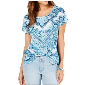 NWT Style & Co. Printed Dolman-Sleeve T-Sh…